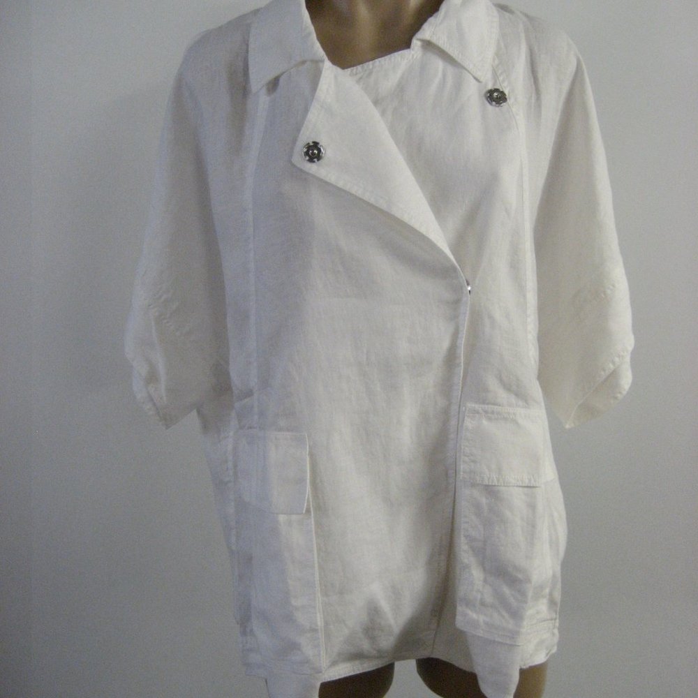 EILEEN FISHER White Linen Stretch Jacket Small